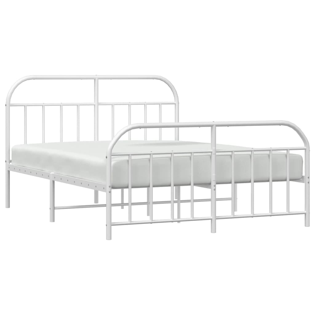 Cadre de lit métal sans matelas et pied de lit blanc 140x200 cm - XIOS