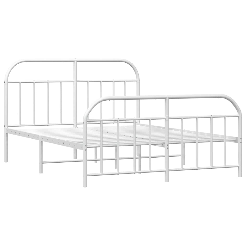 Cadre de lit métal sans matelas et pied de lit blanc 150x200 cm - XIOS