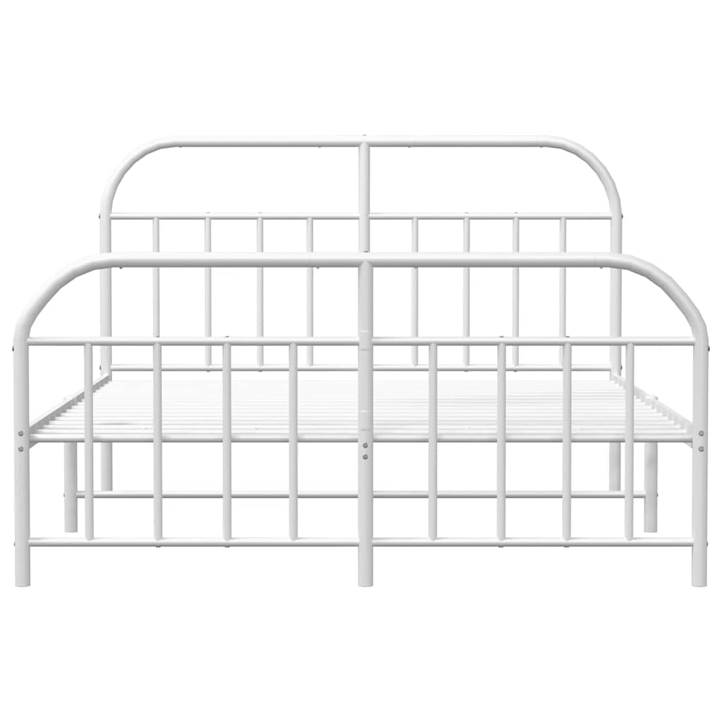 Cadre de lit métal sans matelas et pied de lit blanc 150x200 cm - XIOS