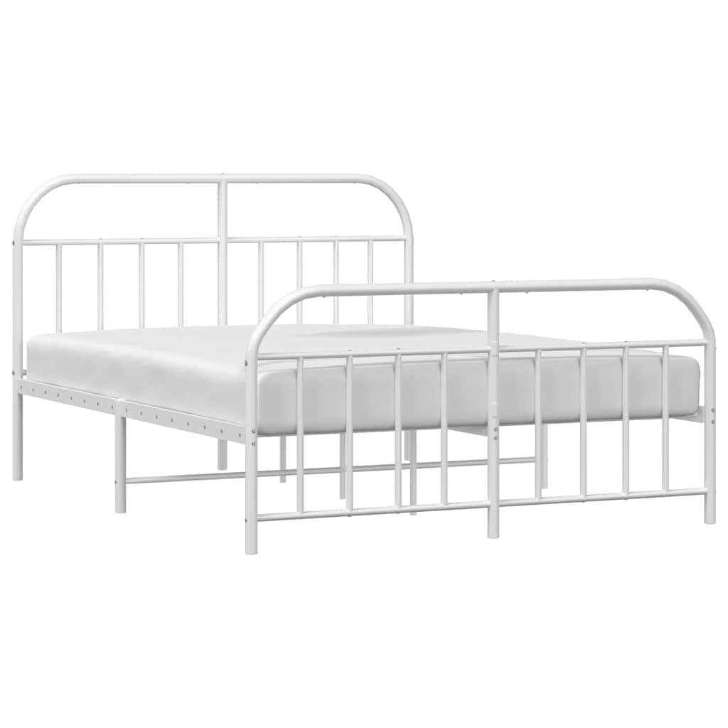 Cadre de lit métal sans matelas et pied de lit blanc 183x213 cm - XIOS