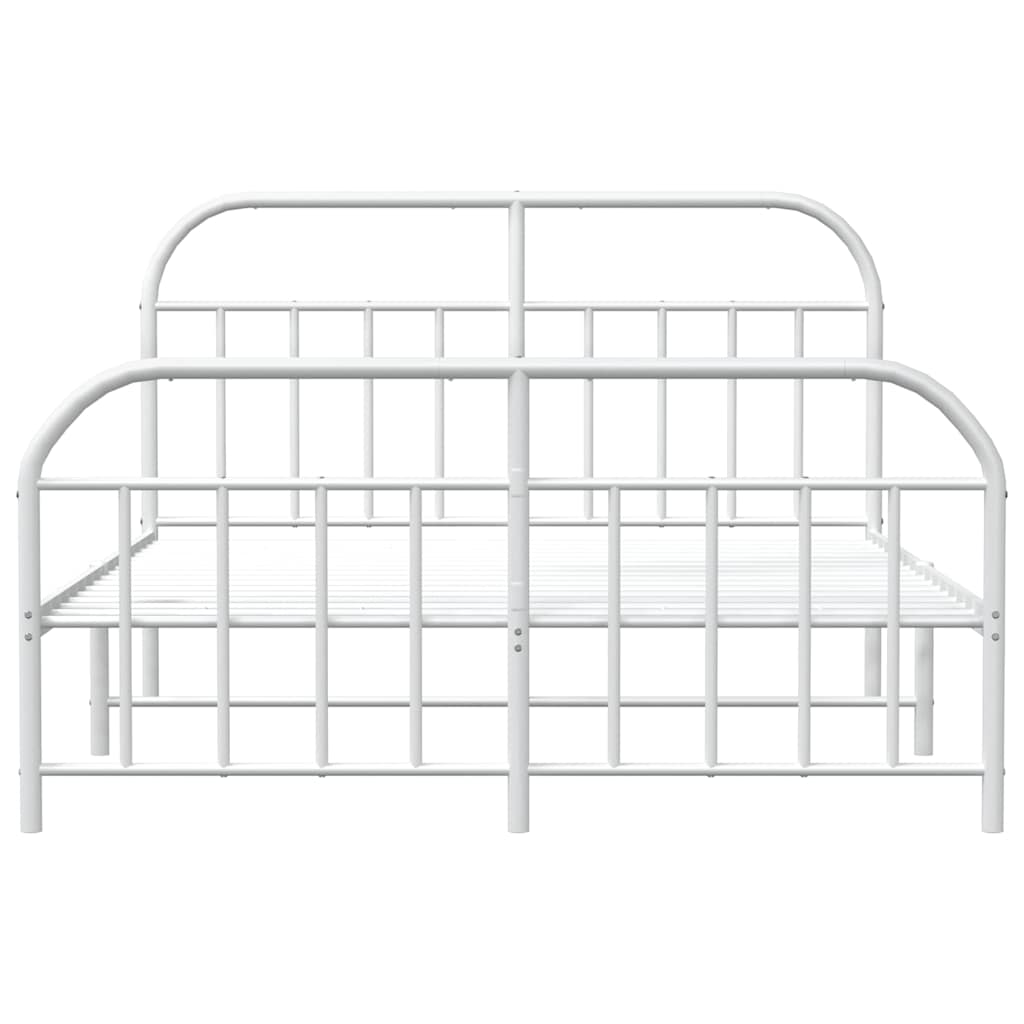 Cadre de lit métal sans matelas et pied de lit blanc 183x213 cm - XIOS