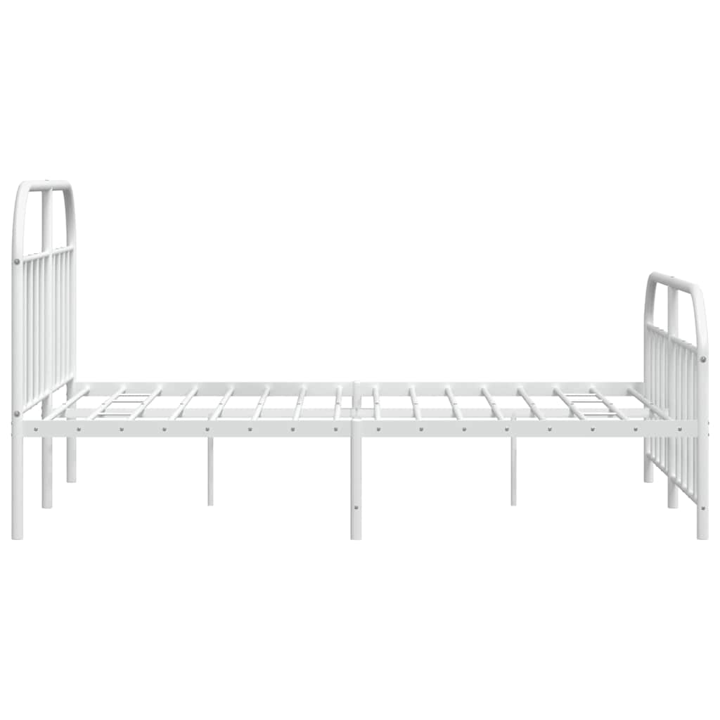 Cadre de lit métal sans matelas et pied de lit blanc 183x213 cm - XIOS