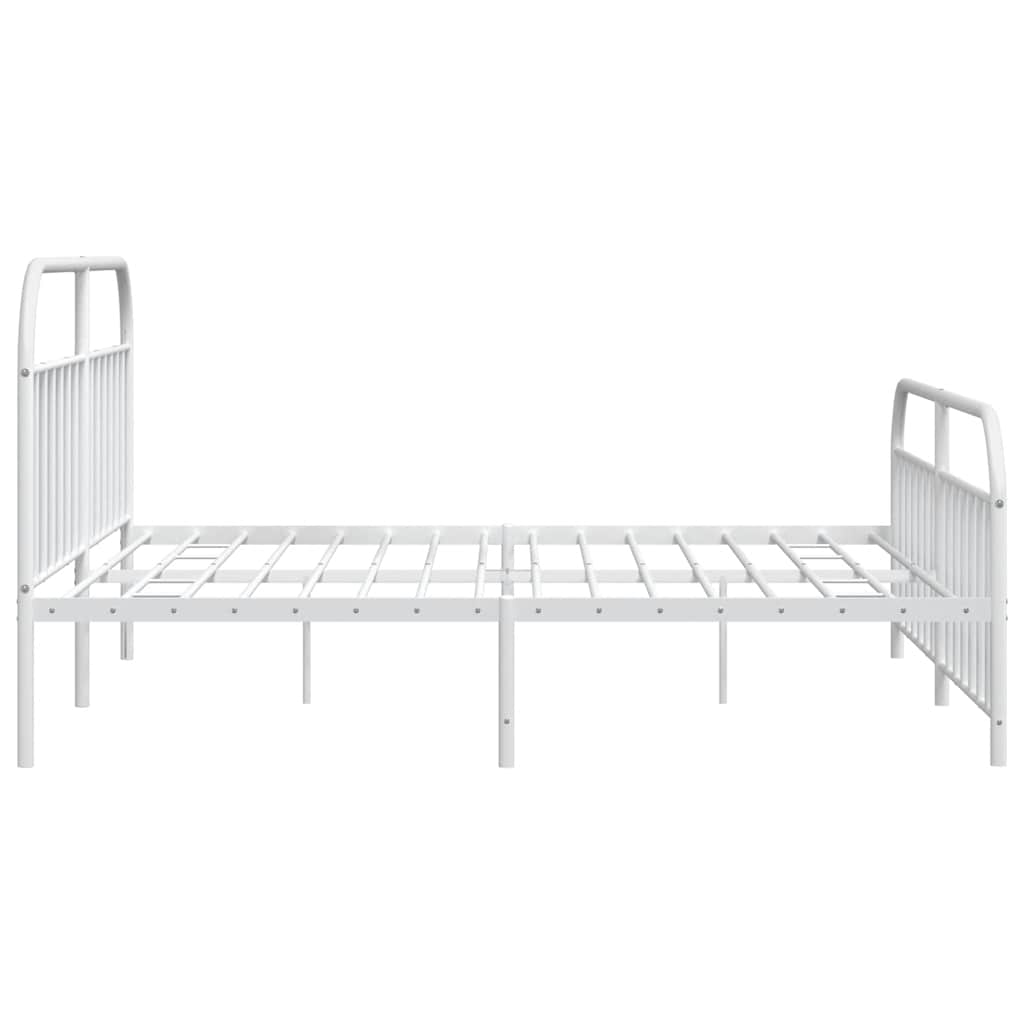 Cadre de lit métal sans matelas et pied de lit blanc 193x203 cm - XIOS