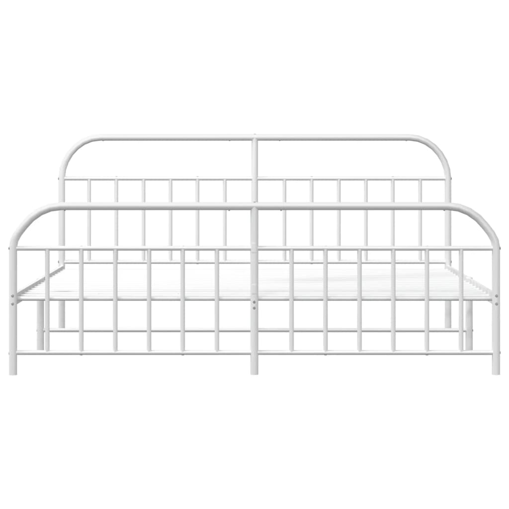 Cadre de lit métal sans matelas et pied de lit blanc 200x200 cm - XIOS