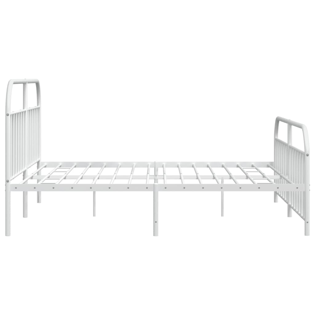 Cadre de lit métal sans matelas et pied de lit blanc 200x200 cm - XIOS