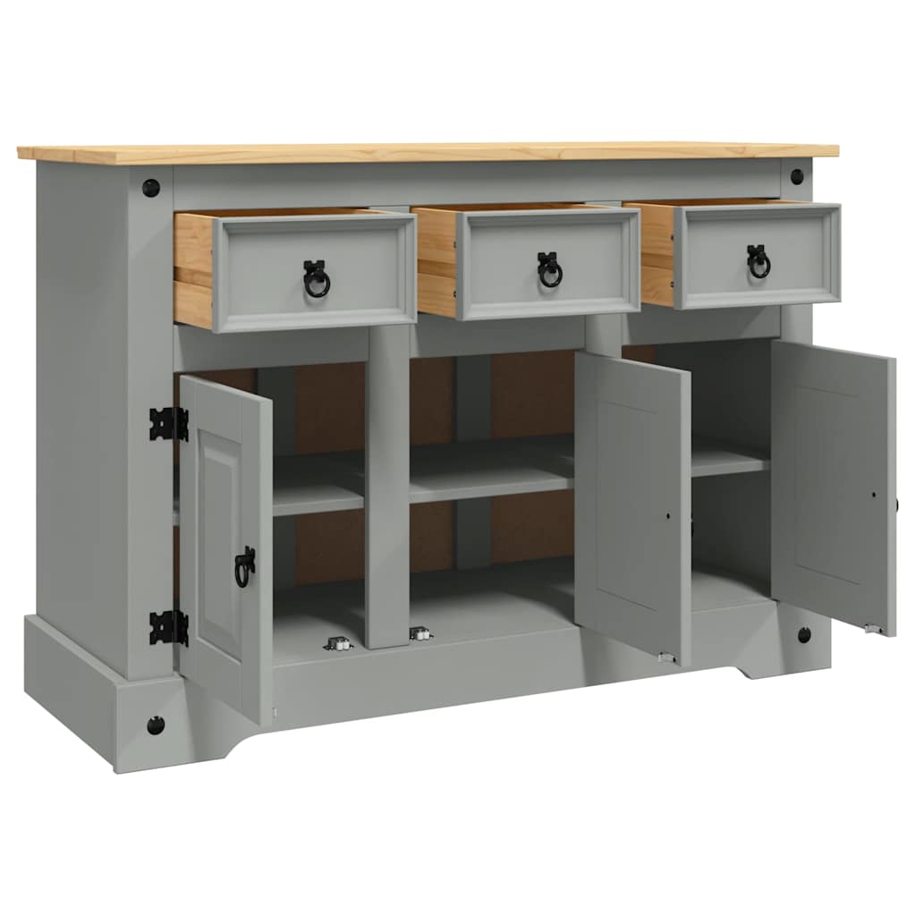 Buffet Corona gris 112x43x78 cm bois massif pin mexicain - XIOS