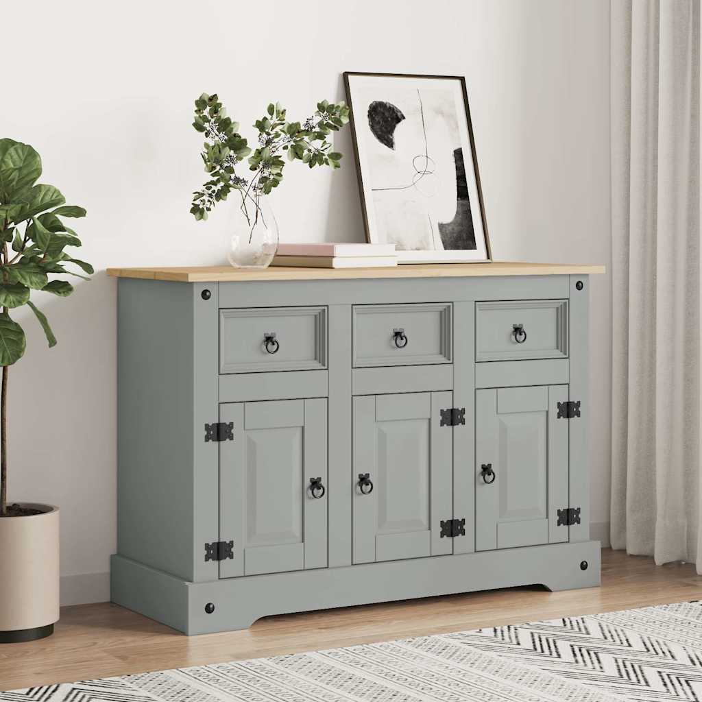 Buffet Corona gris 112x43x78 cm bois massif pin mexicain - XIOS