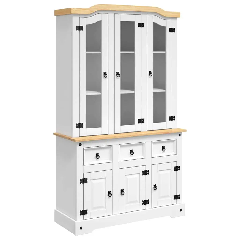 Buffet haut Corona blanc 112x43x191,5 cm bois massif pin mexicain - XIOS