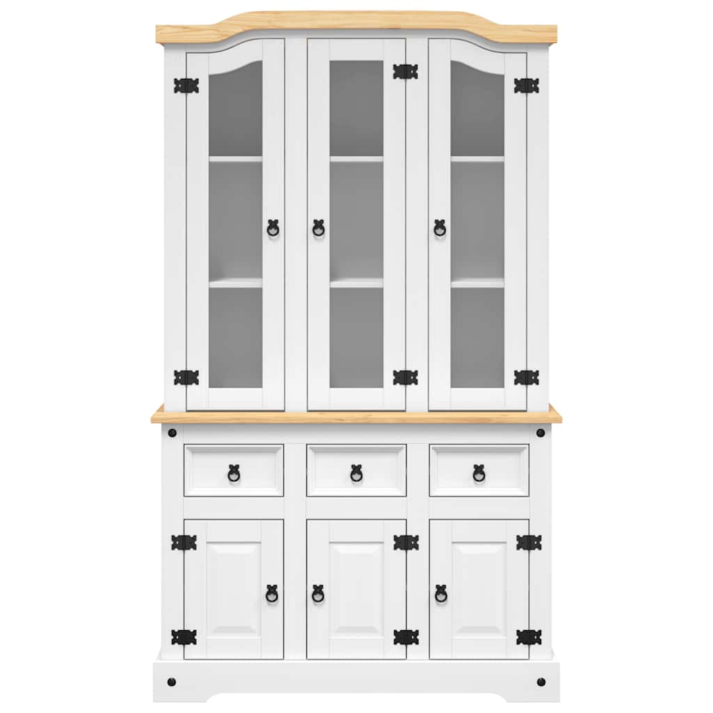 Buffet haut Corona blanc 112x43x191,5 cm bois massif pin mexicain