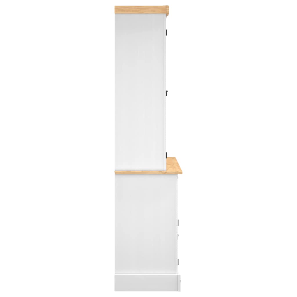 Buffet haut Corona blanc 112x43x191,5 cm bois massif pin mexicain
