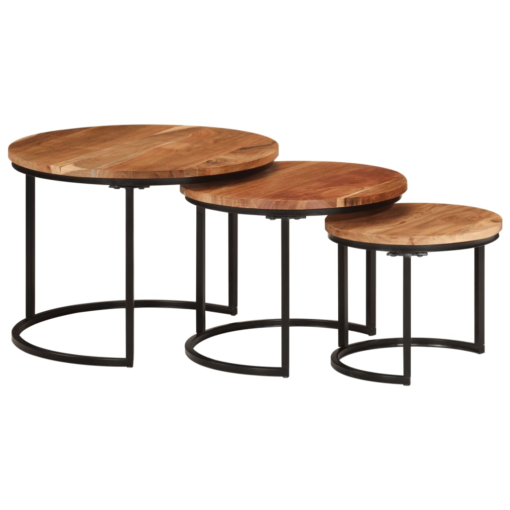 Tables gigognes 3 pcs bois massif d'acacia - XIOS