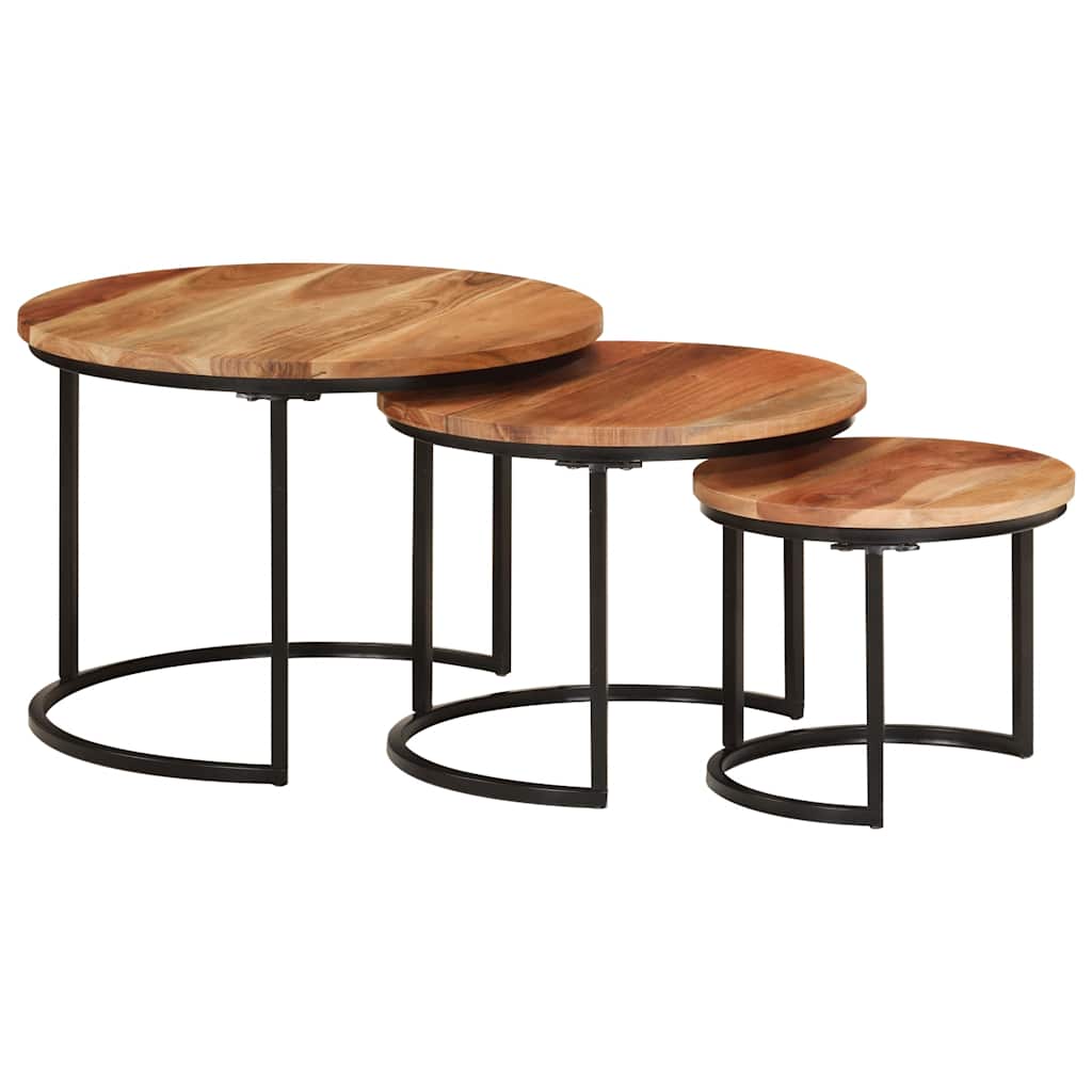 Tables gigognes 3 pcs bois massif d'acacia - XIOS