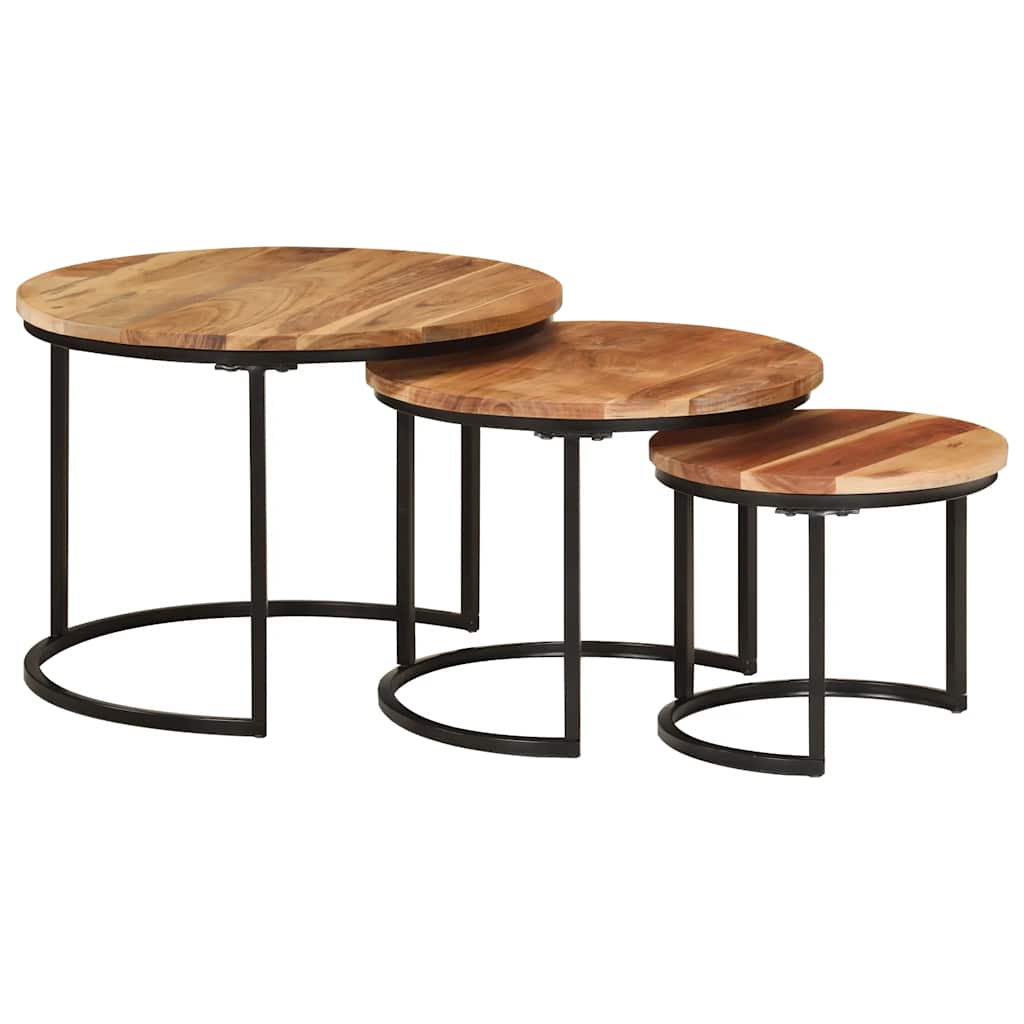 Tables gigognes 3 pcs bois massif d'acacia - XIOS