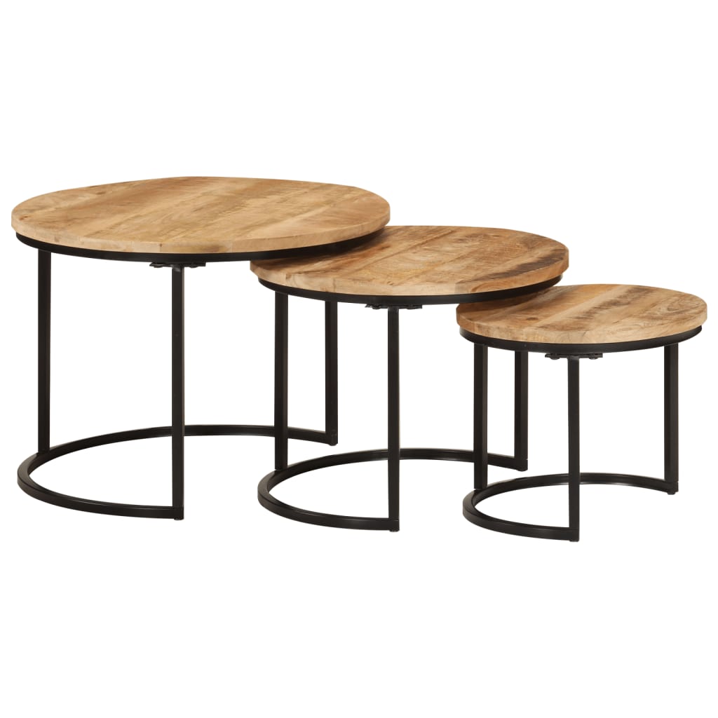 Tables gigognes 3 pcs bois de manguier massif brut - XIOS