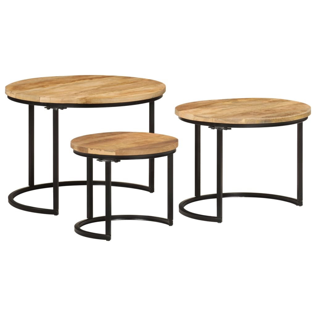Tables gigognes 3 pcs bois de manguier massif brut - XIOS