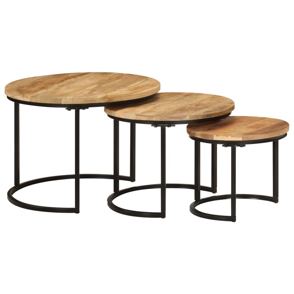 Tables gigognes 3 pcs bois de manguier massif brut - XIOS