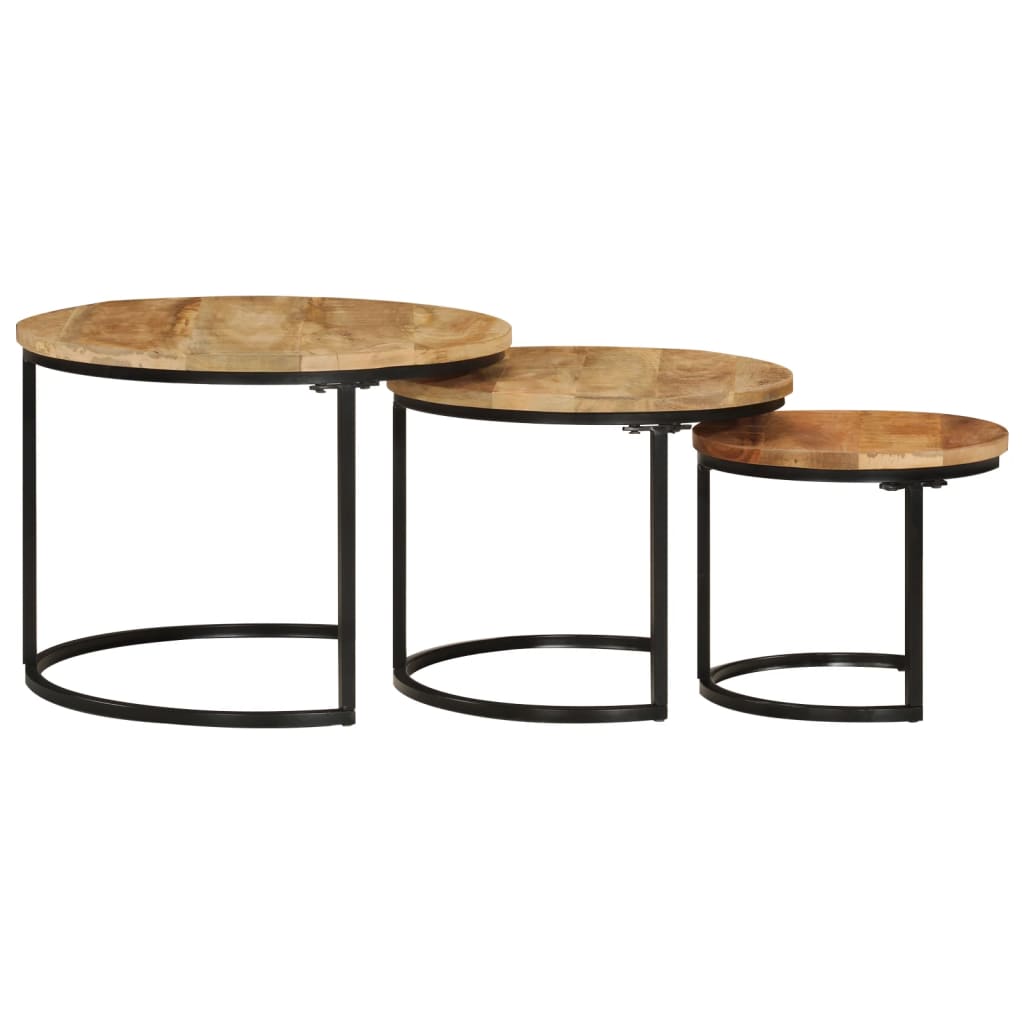 Tables gigognes 3 pcs bois de manguier massif brut - XIOS