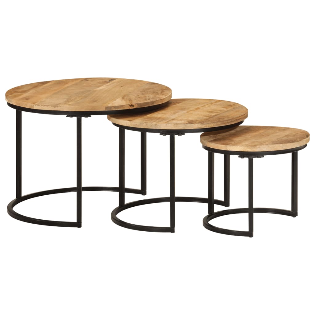Tables gigognes 3 pcs bois de manguier massif brut - XIOS