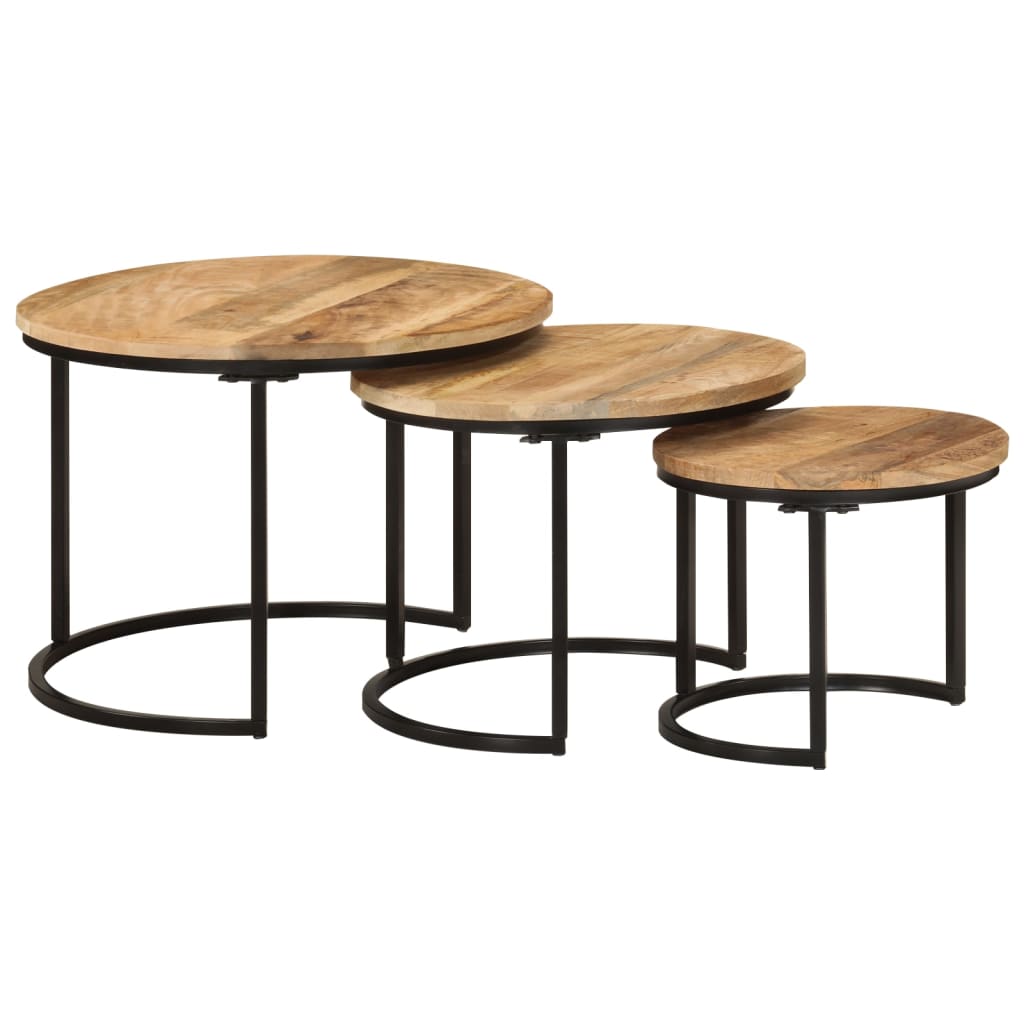 Tables gigognes 3 pcs bois de manguier massif brut - XIOS