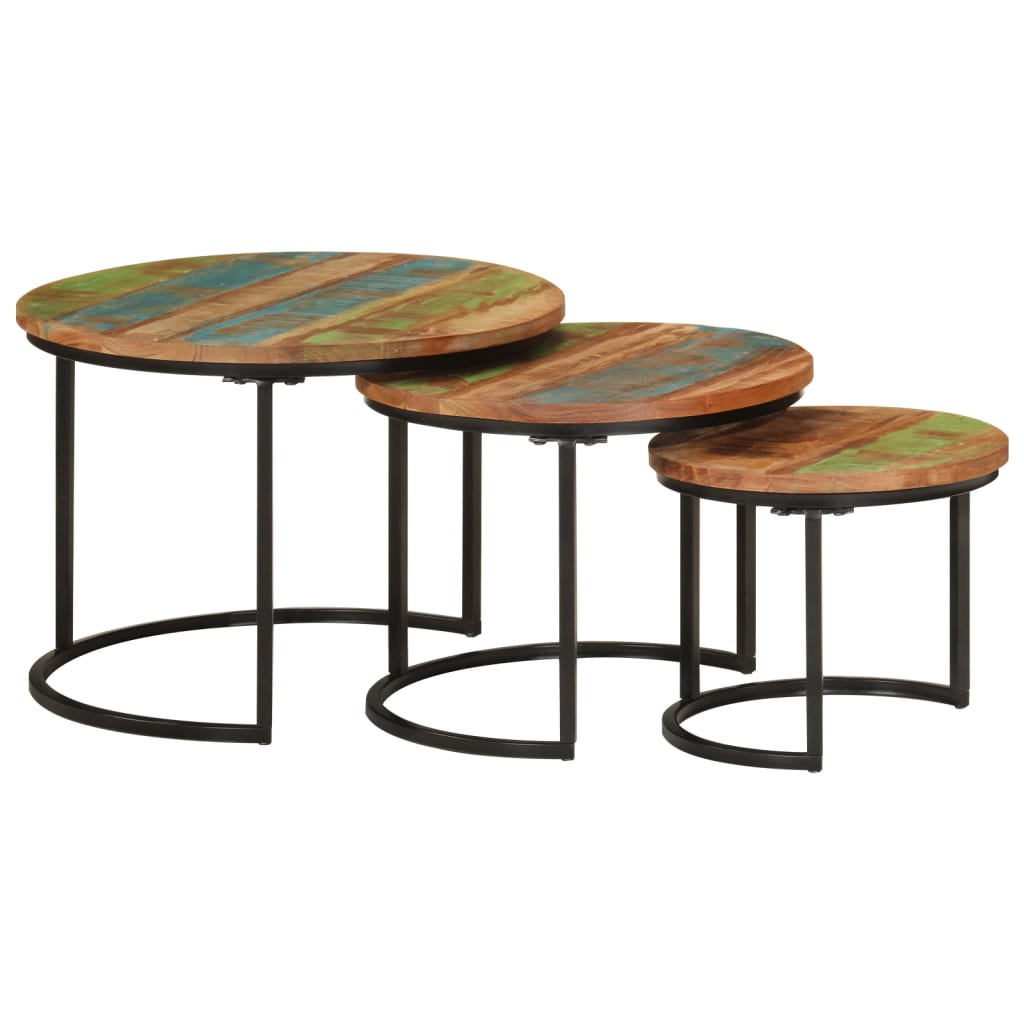 Tables gigognes 3 pcs bois massif de récupération - XIOS