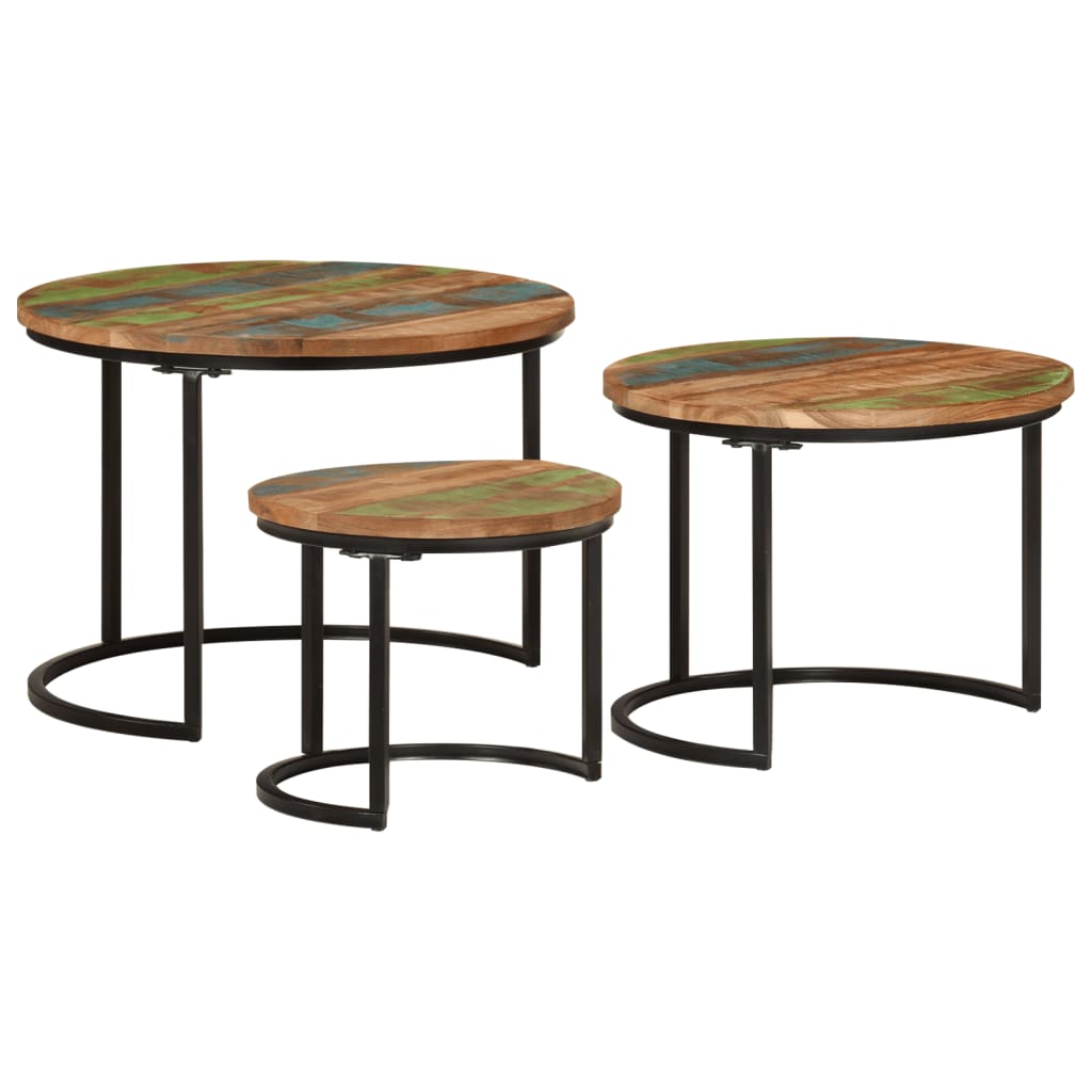 Tables gigognes 3 pcs bois massif de récupération - XIOS