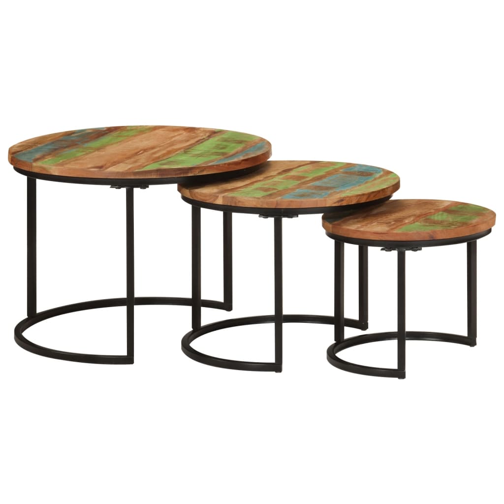 Tables gigognes 3 pcs bois massif de récupération - XIOS