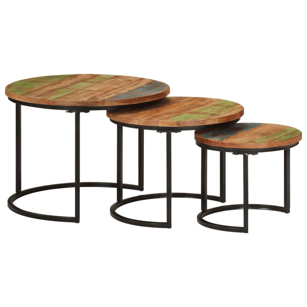 Tables gigognes 3 pcs bois massif de récupération - XIOS