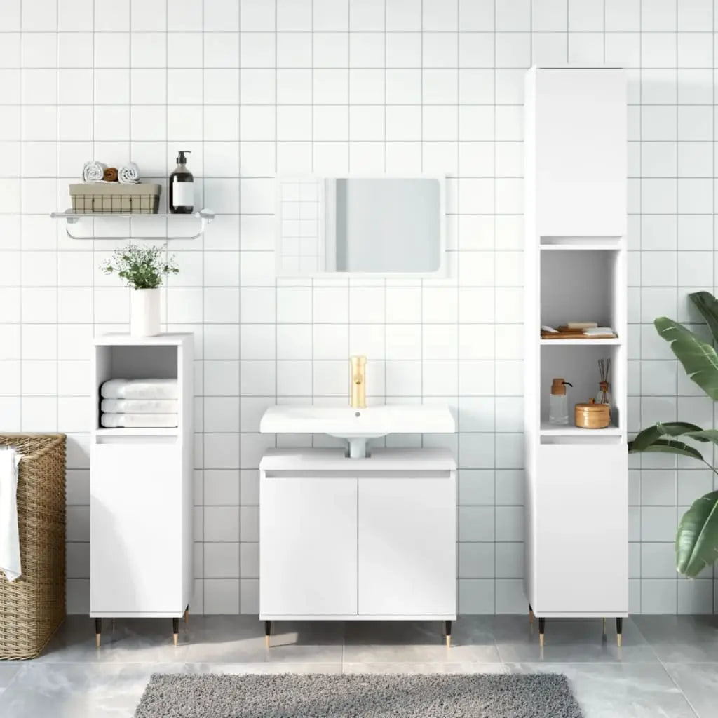Ensemble d’armoires salle de bain 3 pcs blanc bois d’ingénierie - XIOS