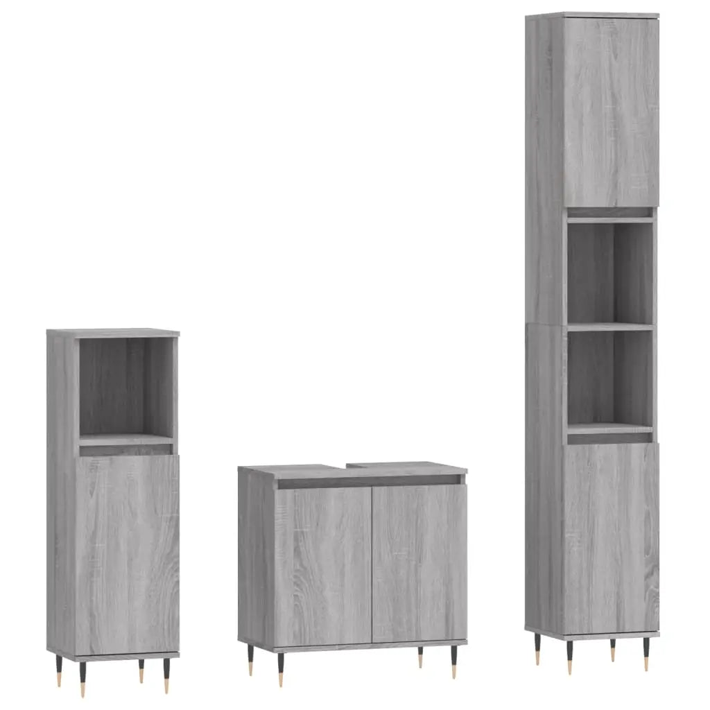 Ensemble d’armoires de salle de bain 3 pcs sonoma gris - XIOS