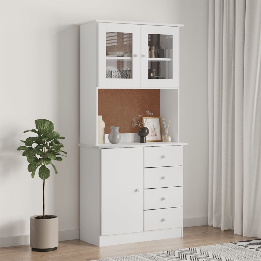 Buffet ALTA blanc 77x35x165 cm bois massif de pin - XIOS