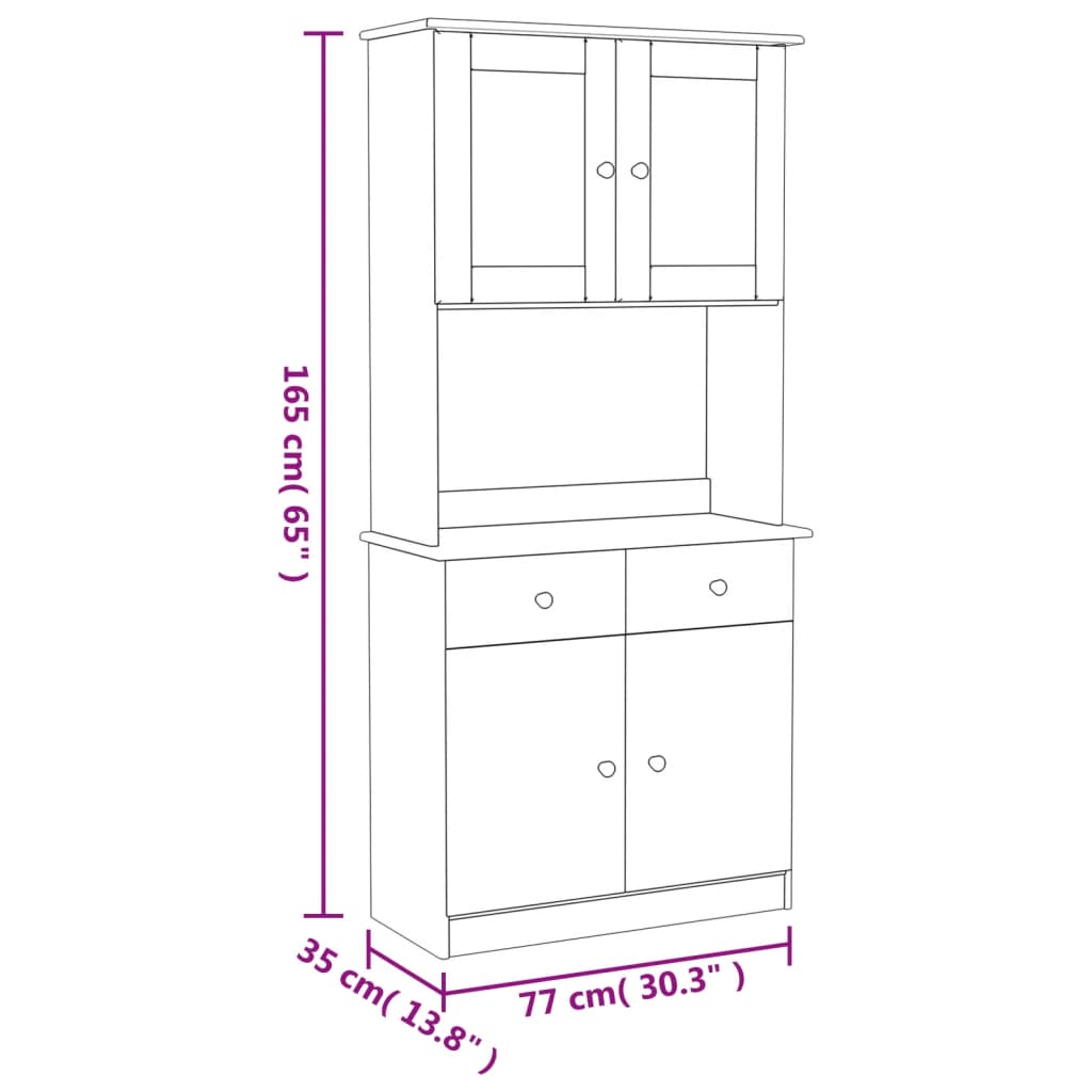 Buffet ALTA blanc 77x35x165 cm bois massif de pin - XIOS