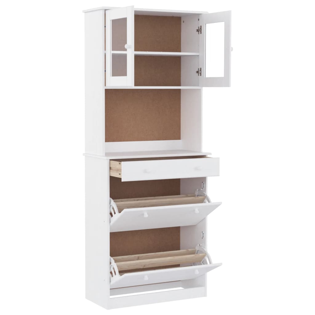 Buffet ALTA blanc 77x35x188 cm bois massif de pin - XIOS