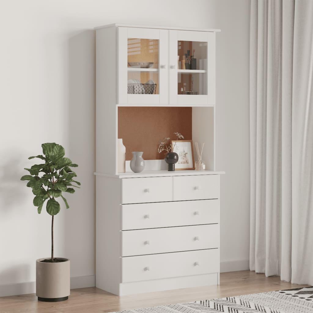 Buffet ALTA blanc 77x35x165 cm bois massif de pin - XIOS