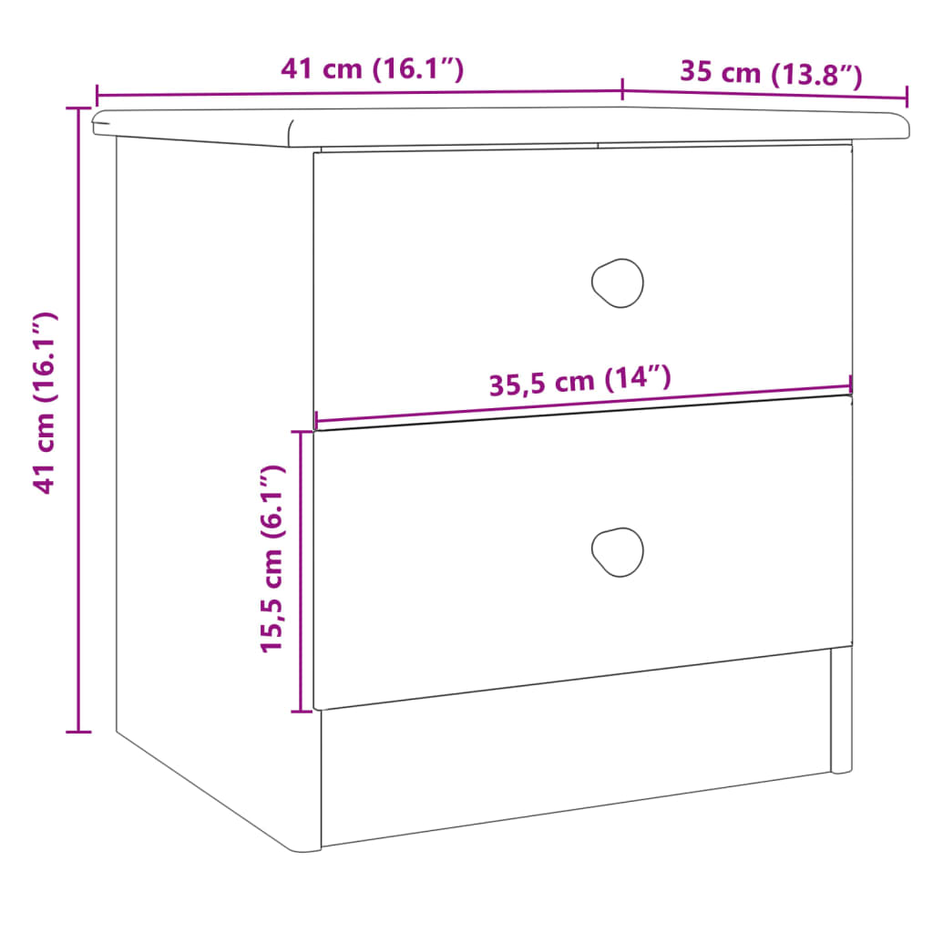 Table de chevet ALTA 41x35x41 cm bois de pin massif - XIOS
