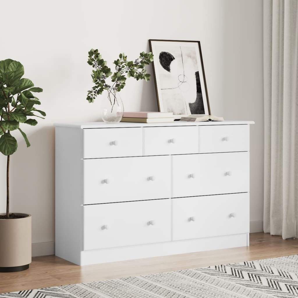 Commode ALTA blanc 112x35x73 cm bois massif de pin - XIOS