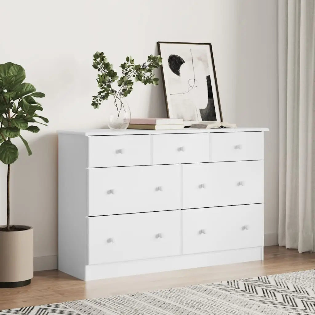 Commode ALTA blanc 112x35x73 cm bois massif de pin - XIOS