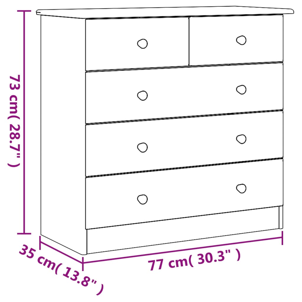 Commode ALTA blanc 77x35x73 cm bois massif de pin - XIOS