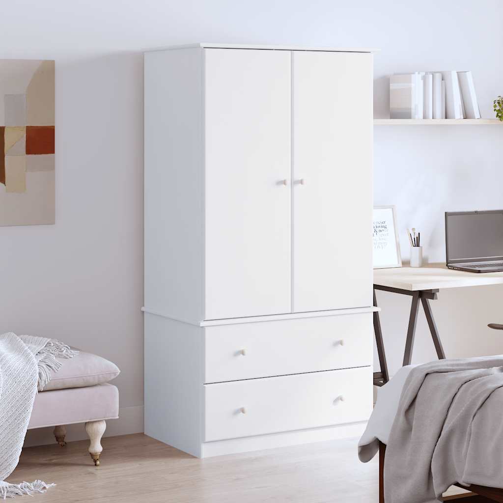 Garde-robe ALTA blanc 90x55x170 cm bois massif de pin - XIOS