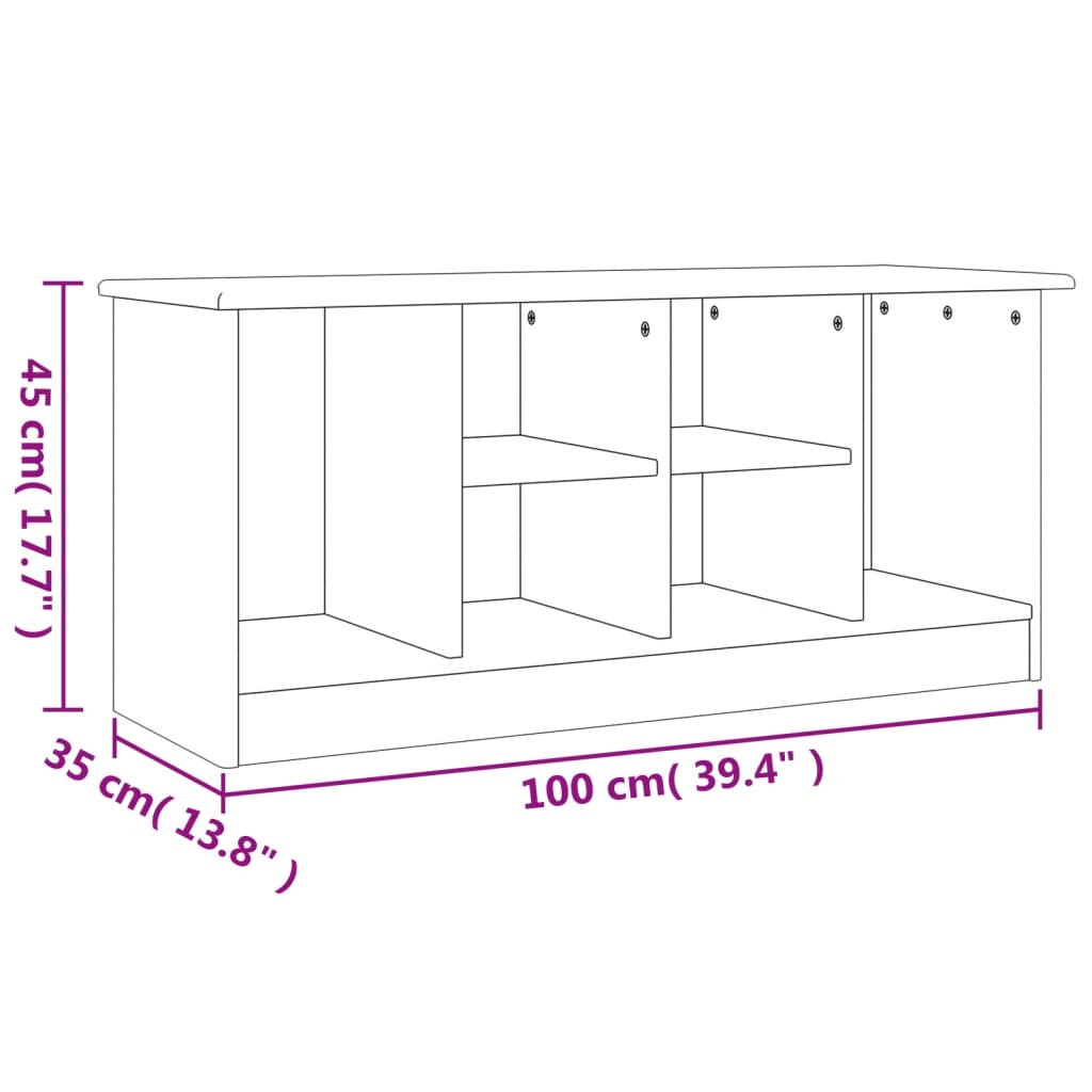 Banc à chaussures ALTA blanc 100x35x45 cm bois massif de pin - XIOS