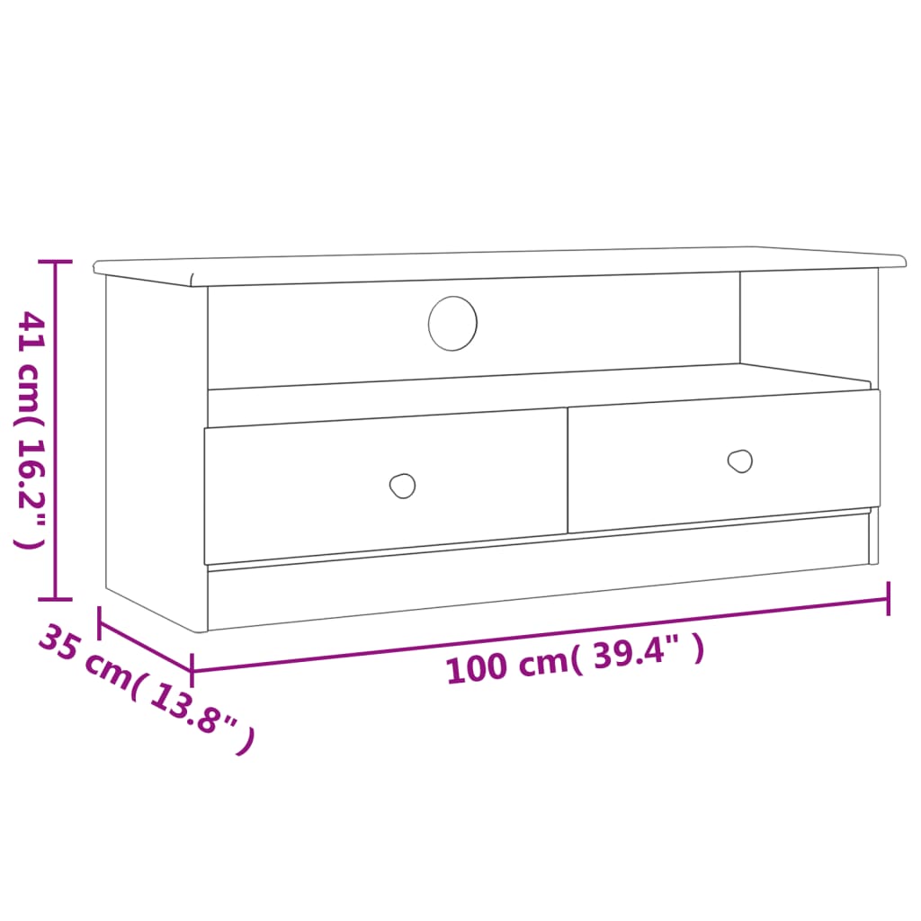Meuble TV avec tiroirs ALTA 100x35x41 cm bois massif de pin - XIOS