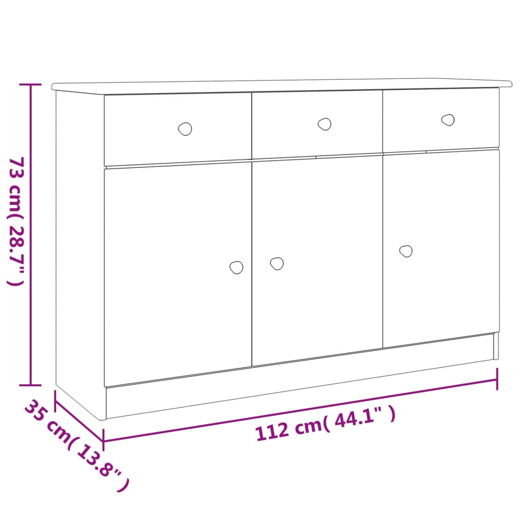 Buffet ALTA 112x35x73 cm bois massif de pin - XIOS