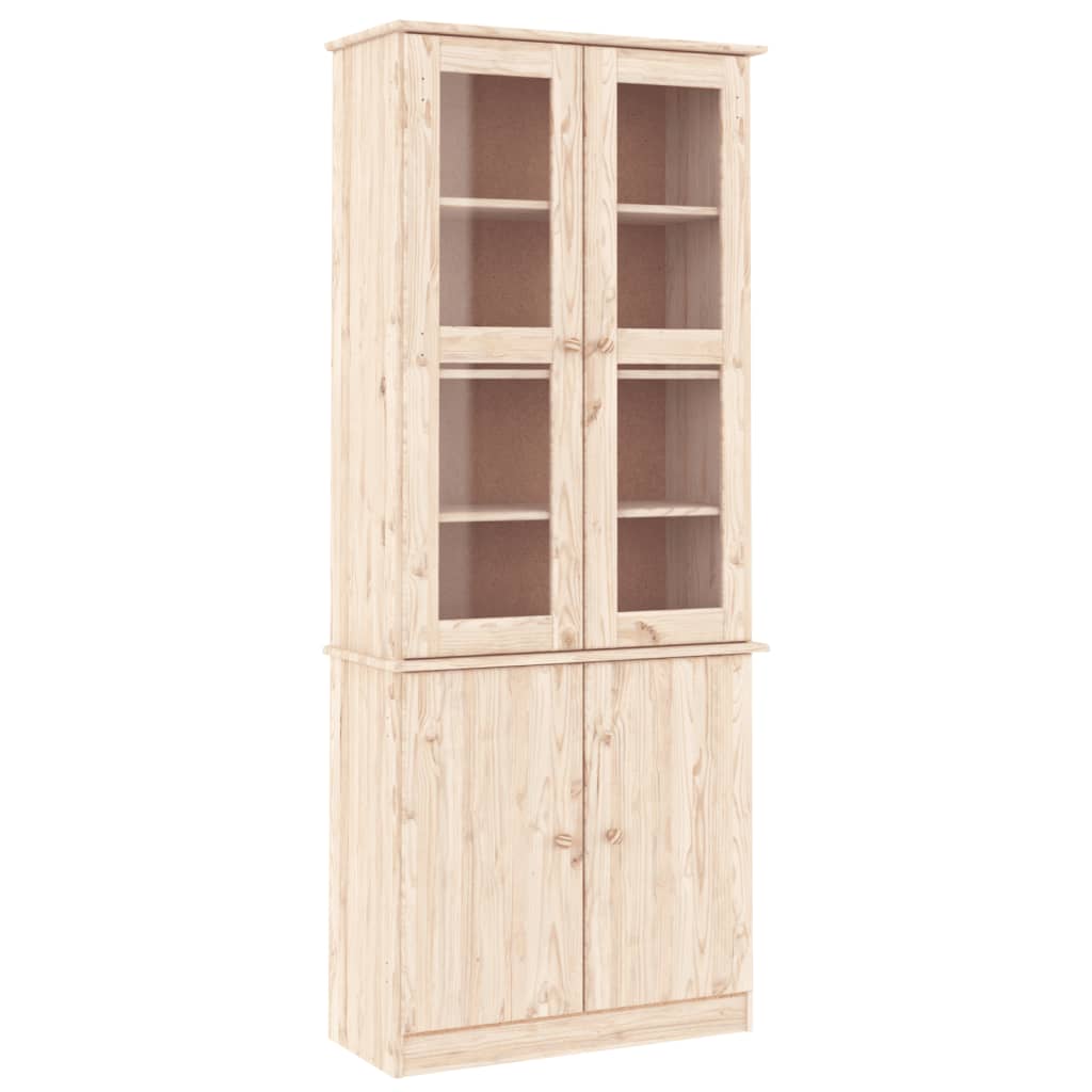 Vitrine en verre ALTA 77x35x186,5 cm bois de pin massif - XIOS