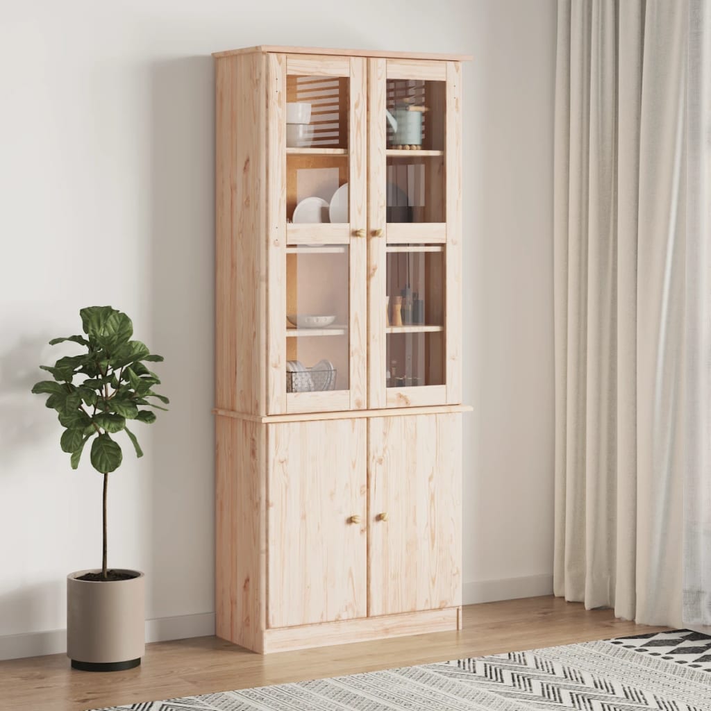 Vitrine en verre ALTA 77x35x186,5 cm bois de pin massif - XIOS