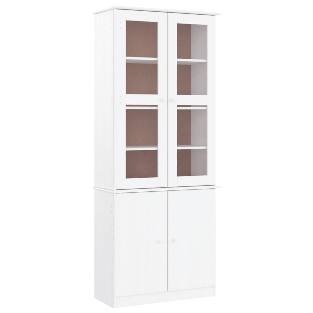 Vitrine en verre ALTA blanc 77x35x186,5 cm bois de pin massif - XIOS