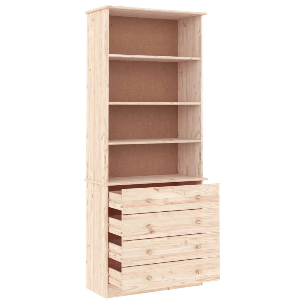 Bibliothèque avec tiroirs ALTA 77x35x186,5cm bois massif de pin - XIOS