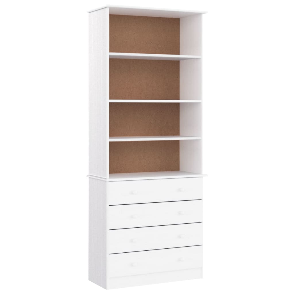 Bibliothèque tiroirs ALTA blanc 77x35x186,5cm bois massif pin - XIOS