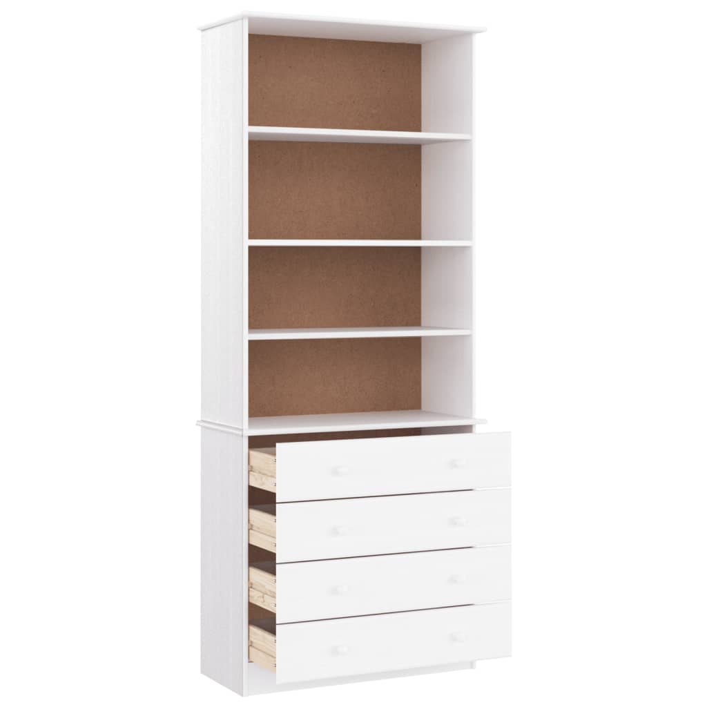 Bibliothèque tiroirs ALTA blanc 77x35x186,5cm bois massif pin - XIOS