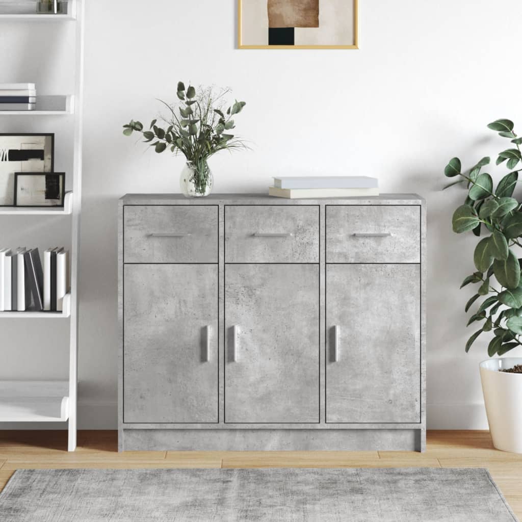 Buffet gris béton 91x28x75 cm bois d'ingénierie - XIOS