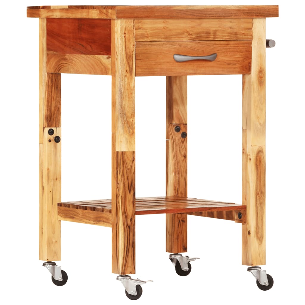 Chariot de cuisine 55x55x89 cm bois massif d'acacia - XIOS