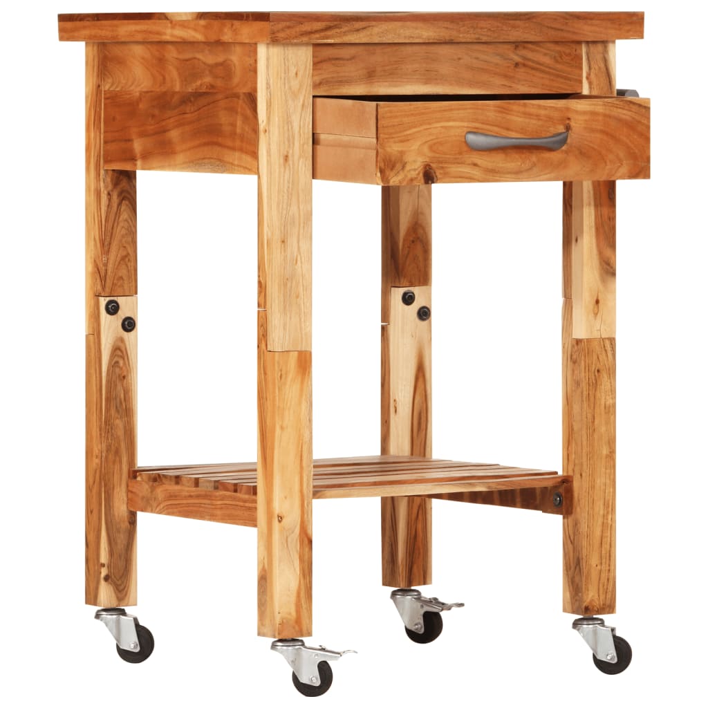 Chariot de cuisine 55x55x89 cm bois massif d'acacia - XIOS